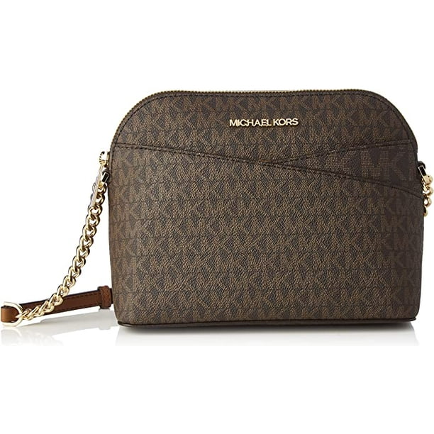 Michael Kors Jet Set Travel Medium Logo Dome Crossbody Bag - Brown/Black