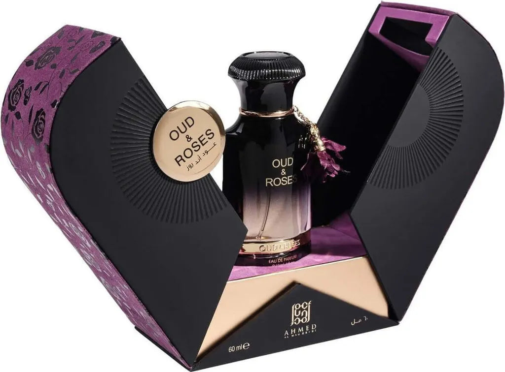 Ahmed Al Maghribi Oud & Roses Eau de Parfum 60 ml Unisex – Blumig Orientalischer Duft mit Rose & Oud – Langanhaltendes Parfum